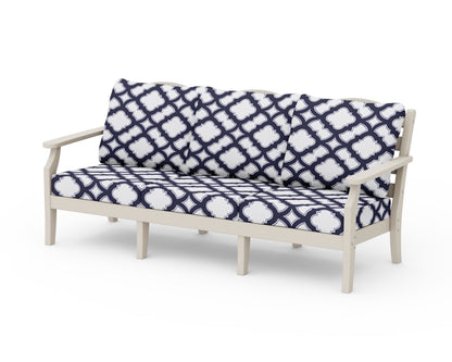 Draper James™ by  POLYWOOD® Savannah Deep Seating Sofa in Sand / Trellis Navy