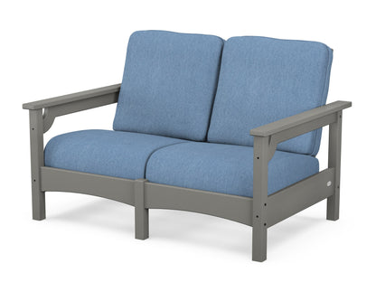 POLYWOOD® Club Loveseat in Slate Grey / Sky Blue