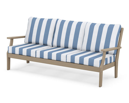 POLYWOOD® Braxton Deep Seating Sofa in Vintage Sahara / Cabana Stripe Sky Blue