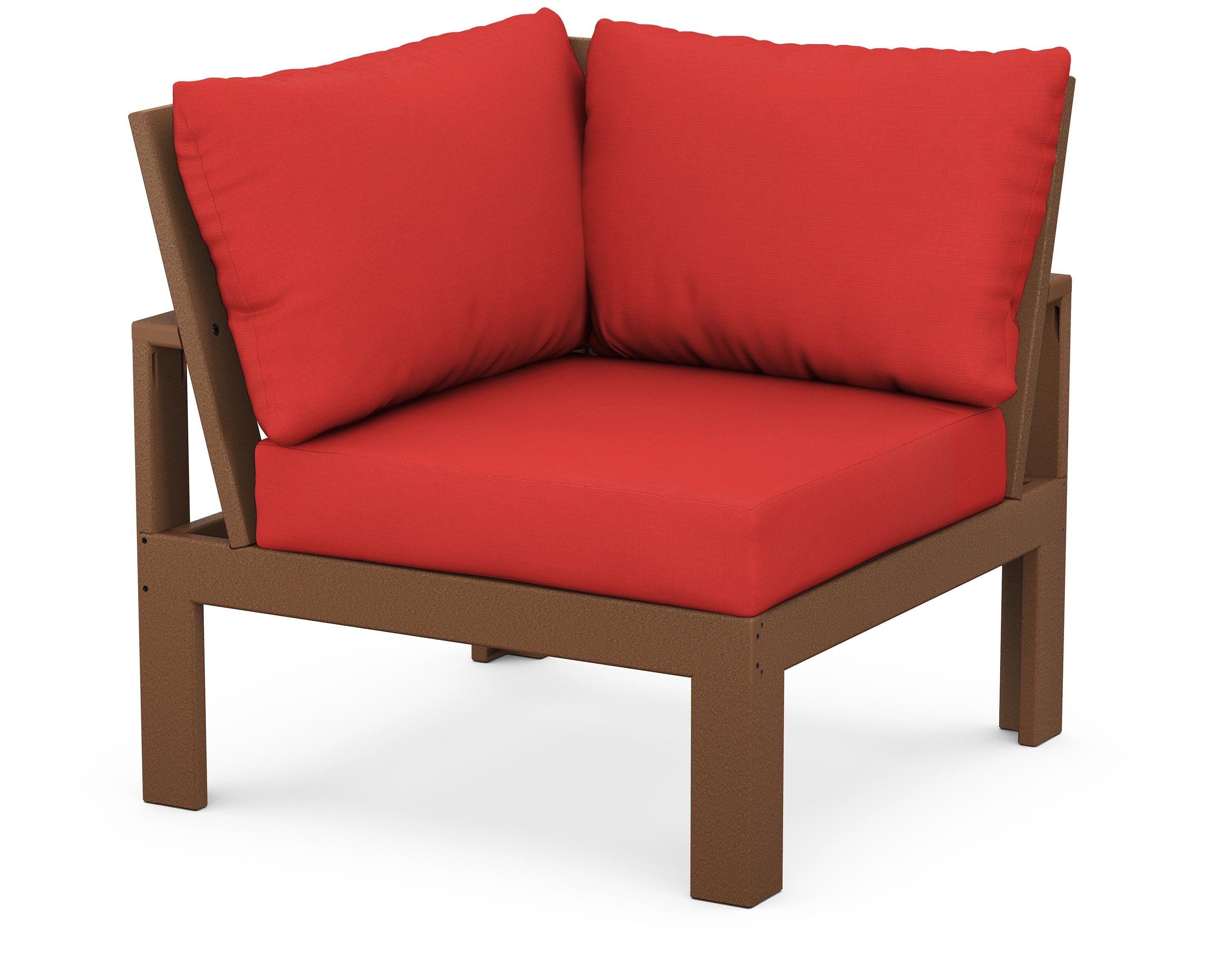 Unbranded Modular Corner Chair in Teak / Crimson Linen