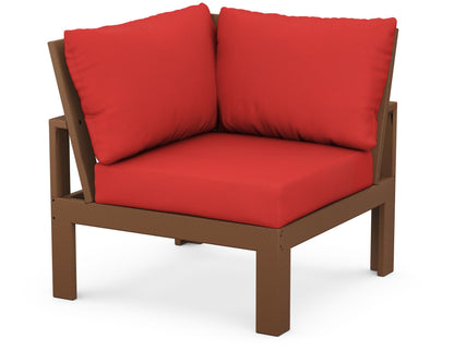Unbranded Modular Corner Chair in Teak / Crimson Linen