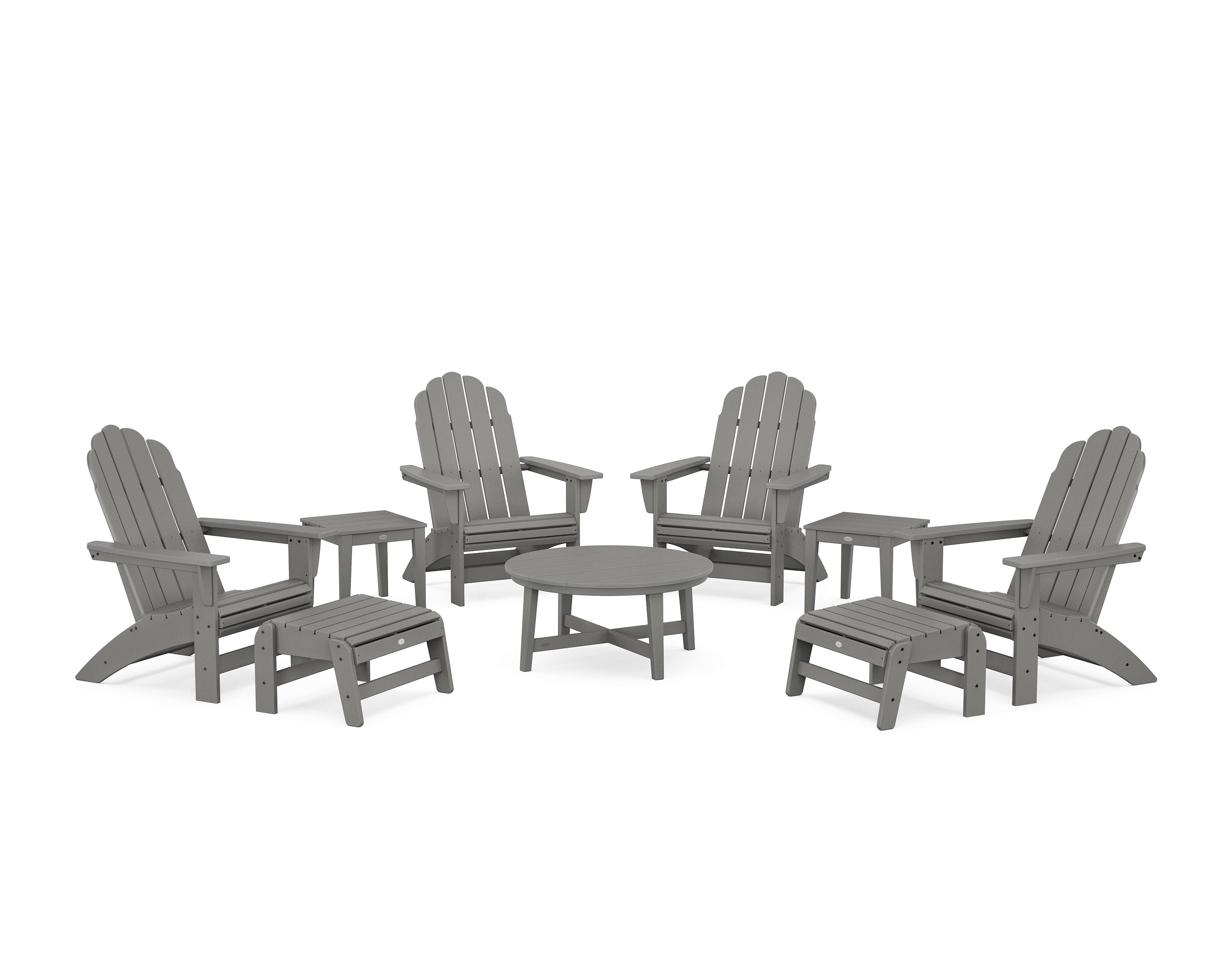 POLYWOOD® Vineyard Grand Adirondack 9-Piece Conversation Set in Slate Grey