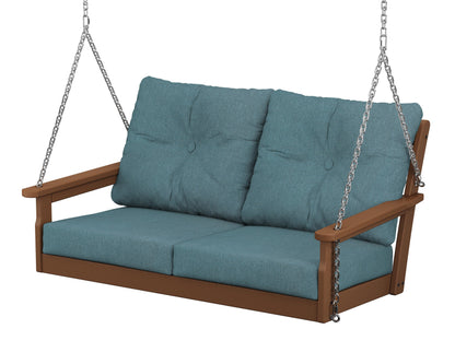 POLYWOOD® Vineyard Deep Seating Swing in Teak / Ocean Teal