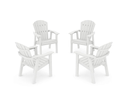 POLYWOOD® Seashell 4-Piece Upright Adirondack Conversation Set in White