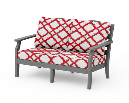 Draper James™ by  POLYWOOD® Savannah Deep Seating Loveseat in Slate Grey / Trellis Crimson