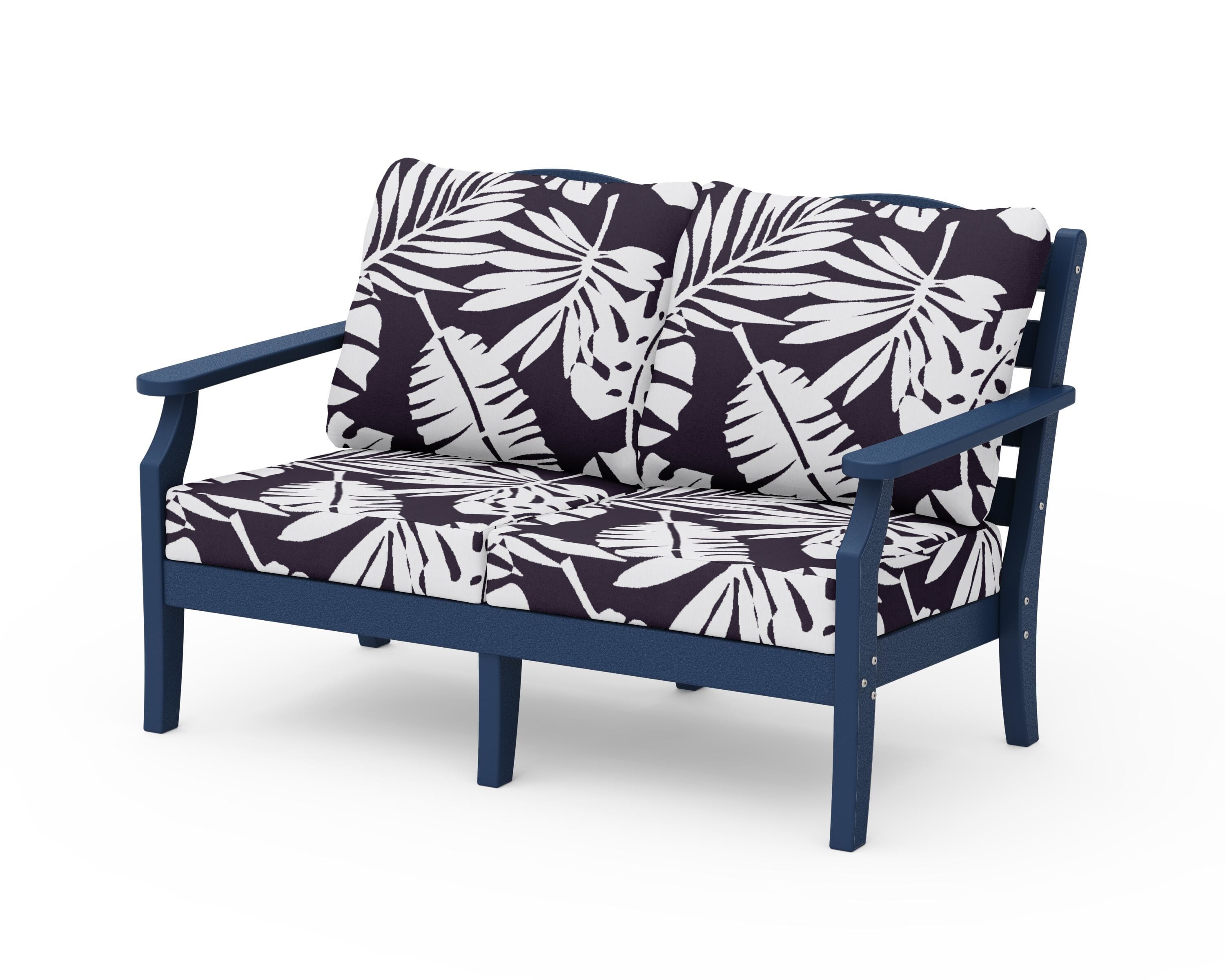 Draper James™ by  POLYWOOD® Savannah Deep Seating Loveseat in Navy / Leaf Navy