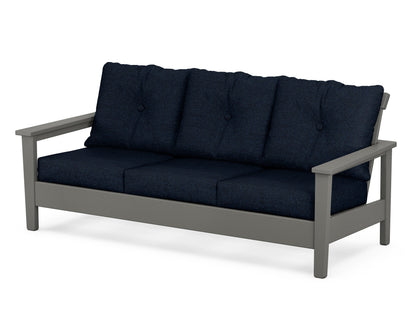 POLYWOOD® Prescott Deep Seating Sofa in Slate Grey / Marine Indigo