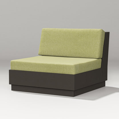 PW Designer Series Elevate Modular Armless Chair in Vintage Coffee / Chartreuse Boucle