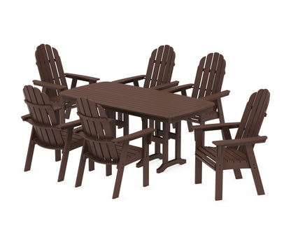 POLYWOOD® Vineyard Curveback Adirondack Chair 7-Piece Dining Set in Mahogany