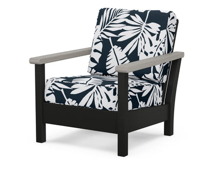 POLYWOOD® Harbour Deep Seating Chair in Black / Driftwood / Leaf Marine Indigo