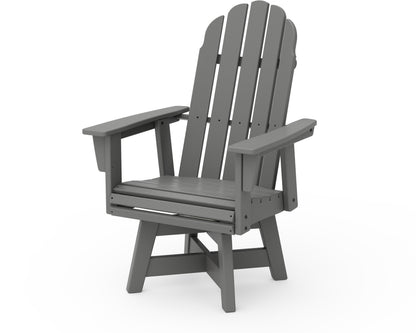 POLYWOOD® Vineyard Curveback Adirondack Swivel Dining Chair in Slate Grey