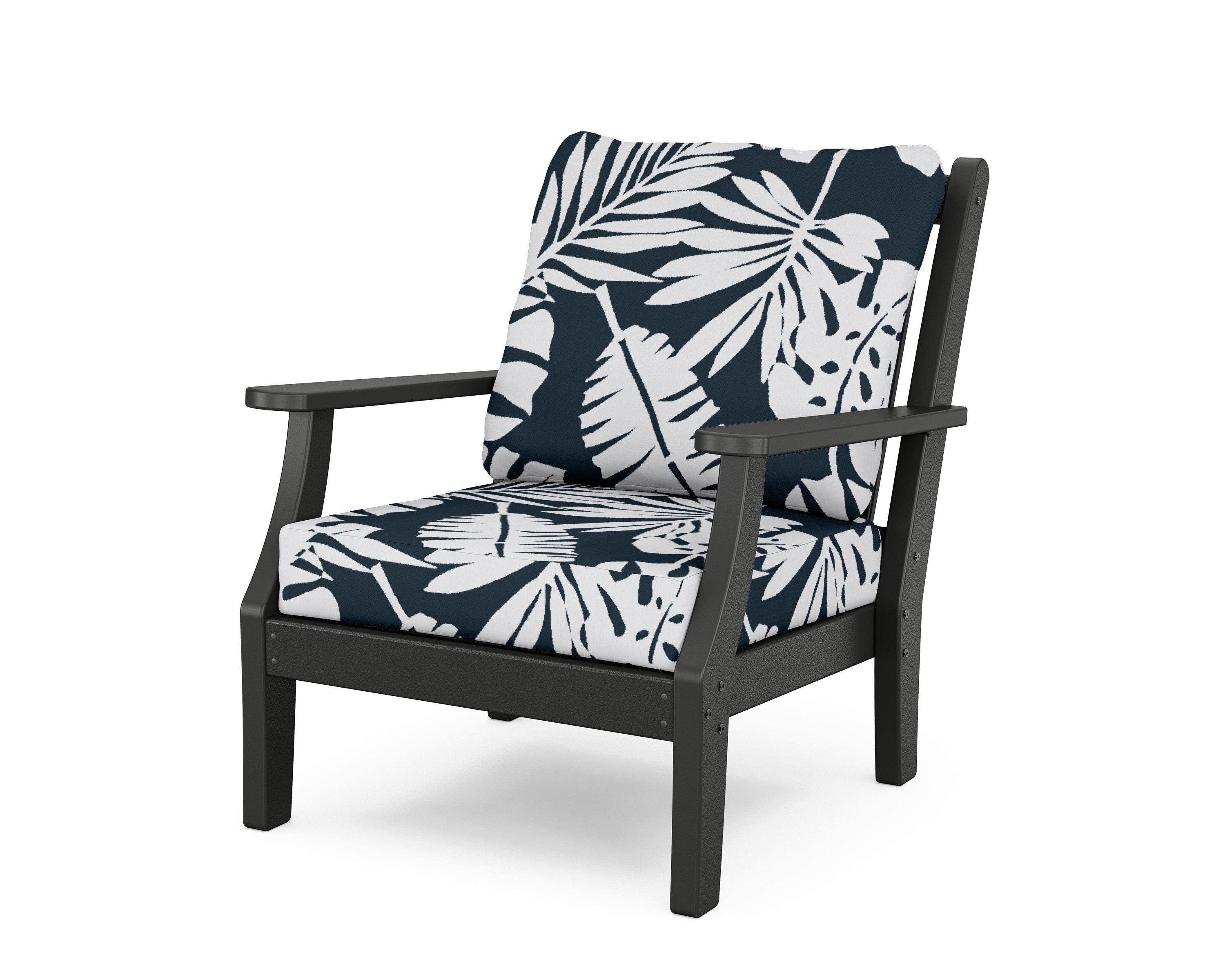 Country Living Wovendale Deep Seating Chair in Black / Leaf Marine Indigo