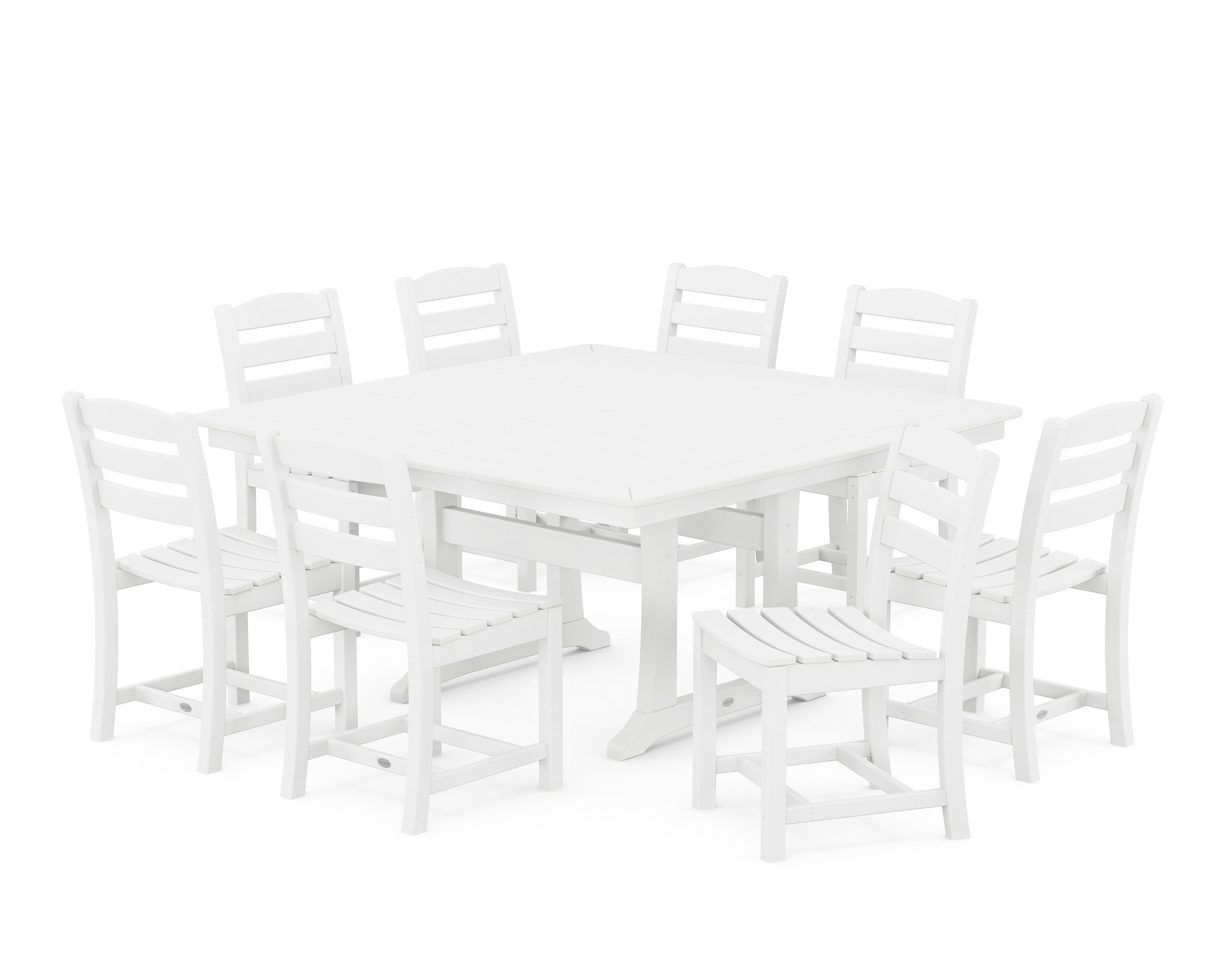POLYWOOD® La Casa Café 9-Piece Nautical Trestle Dining Set in White