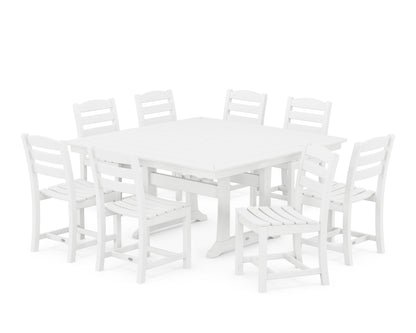 POLYWOOD® La Casa Café 9-Piece Nautical Trestle Dining Set in White
