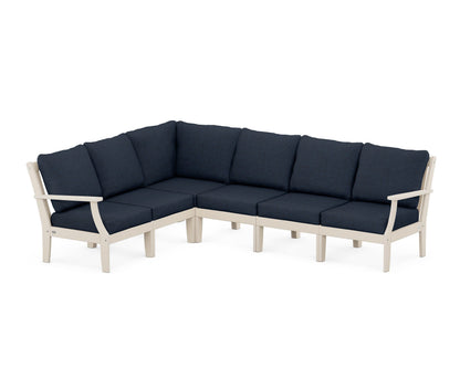 POLYWOOD® Braxton Modular 6-Piece Deep Seating Set in Sand / Marine Indigo