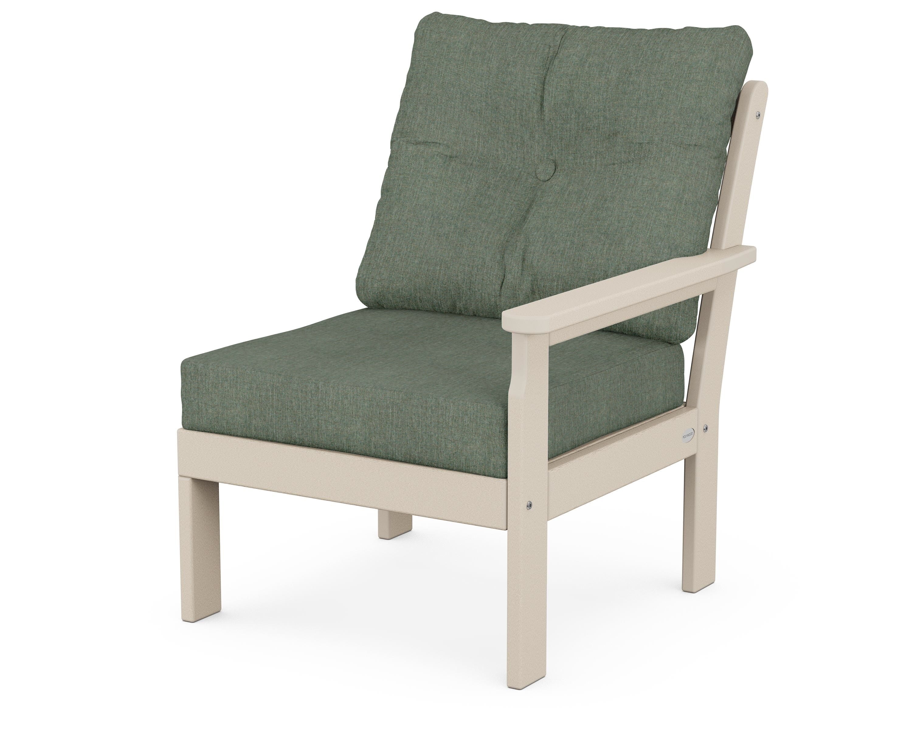 POLYWOOD® Vineyard Modular Right Arm Chair in Sand / Cast Sage