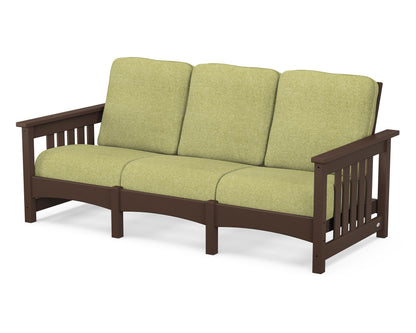 POLYWOOD® Club Mission Sofa in Mahogany / Chartreuse Boucle