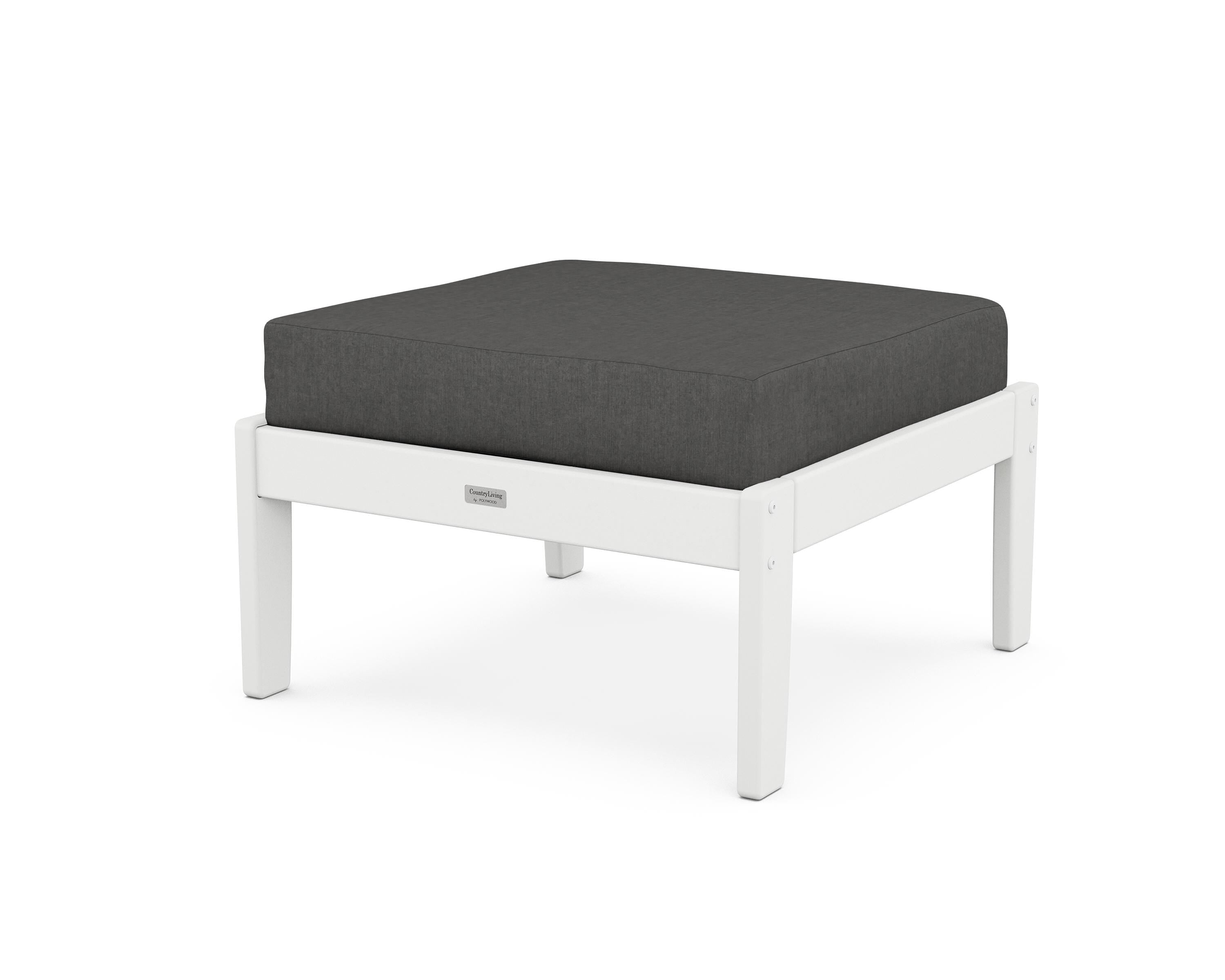 Country Living Cottage Deep Seating Ottoman in White / Spectrum Carbon