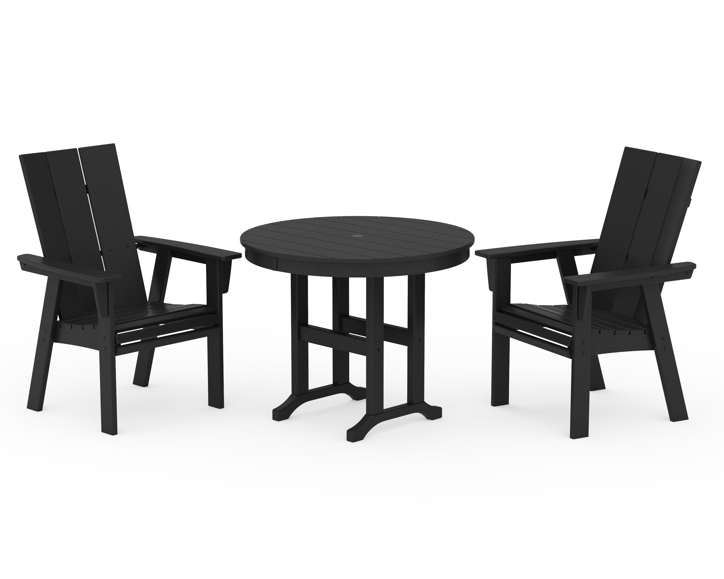 POLYWOOD® Modern Adirondack 3-Piece Round Dining Set in Black