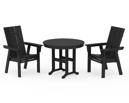 POLYWOOD® Modern Adirondack 3-Piece Round Dining Set in Black