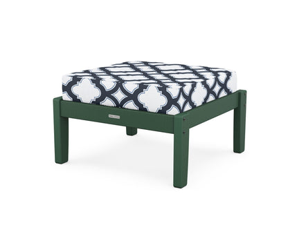 Martha Stewart by POLYWOOD® Chinoiserie Deep Seating Ottoman in Green / Trellis Marine Indigo