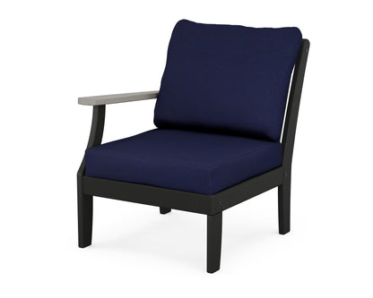 POLYWOOD® Braxton Modular Left Arm Chair in Black / Driftwood / Navy