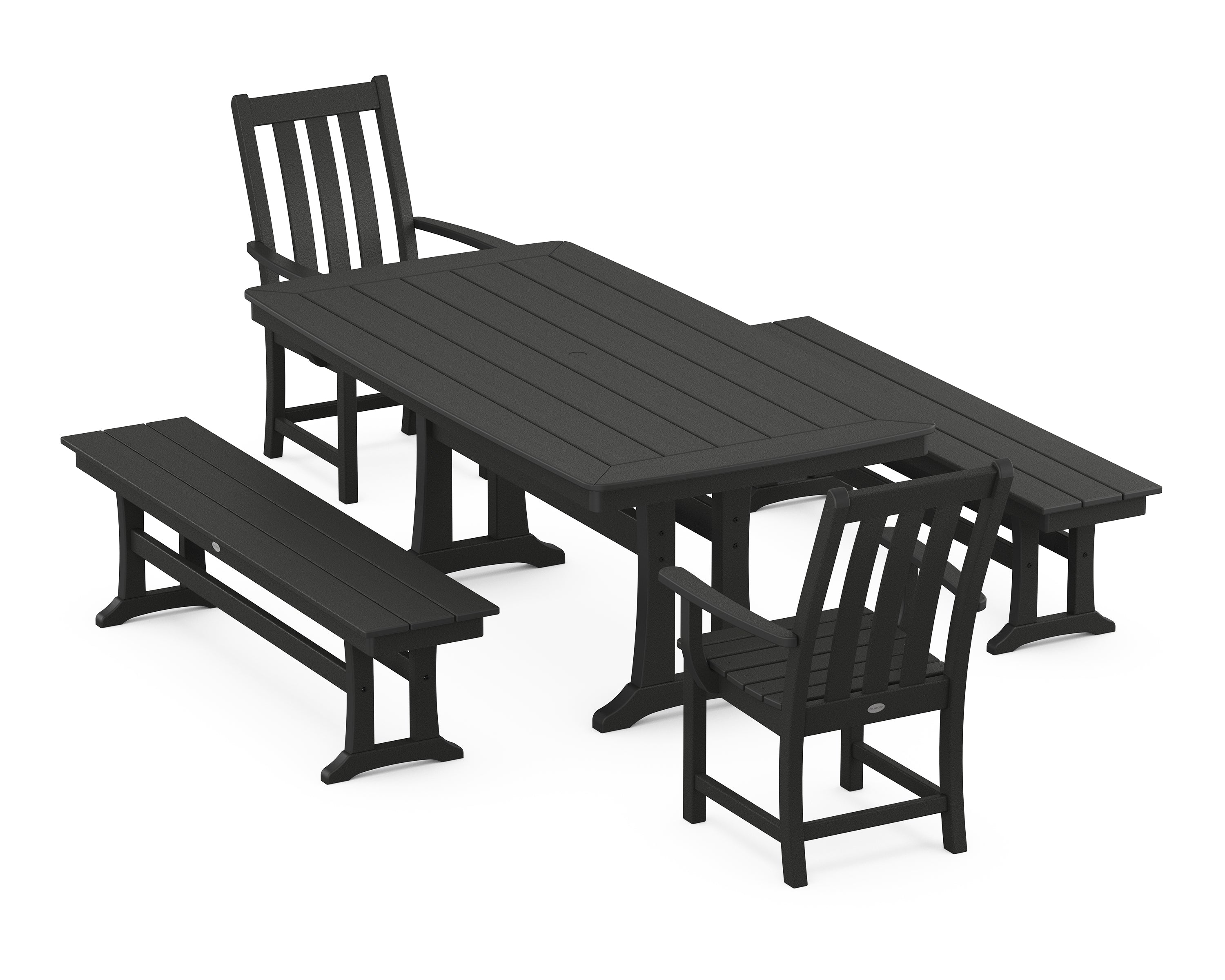 POLYWOOD® Vineyard 5-Piece Dining Set with Trestle Legs in Black