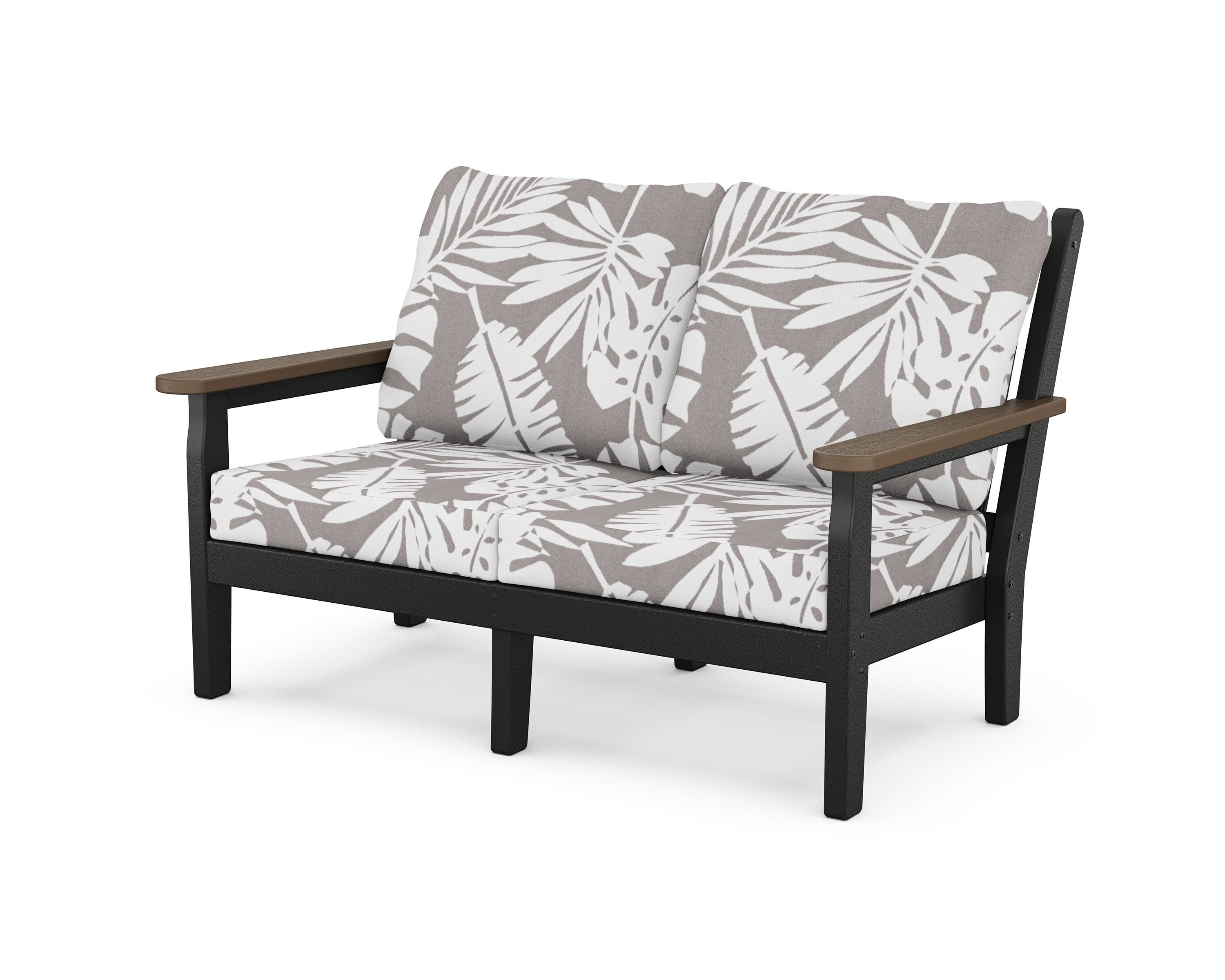 POLYWOOD® Chippendale Deep Seating Loveseat in Black / Kona / Leaf Grey Mist