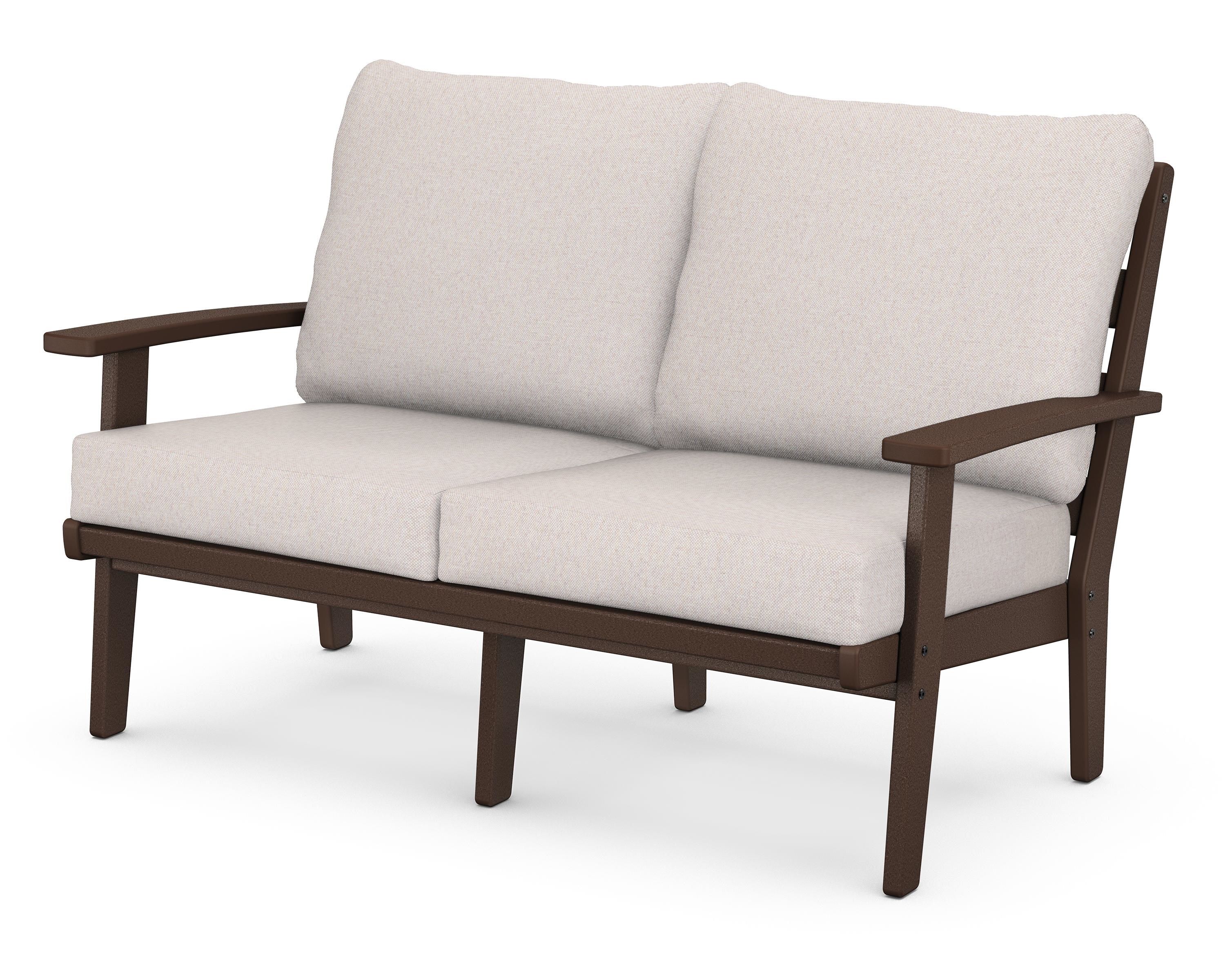 POLYWOOD® Grant Park Deep Seating Loveseat in Mahogany / Dune Burlap