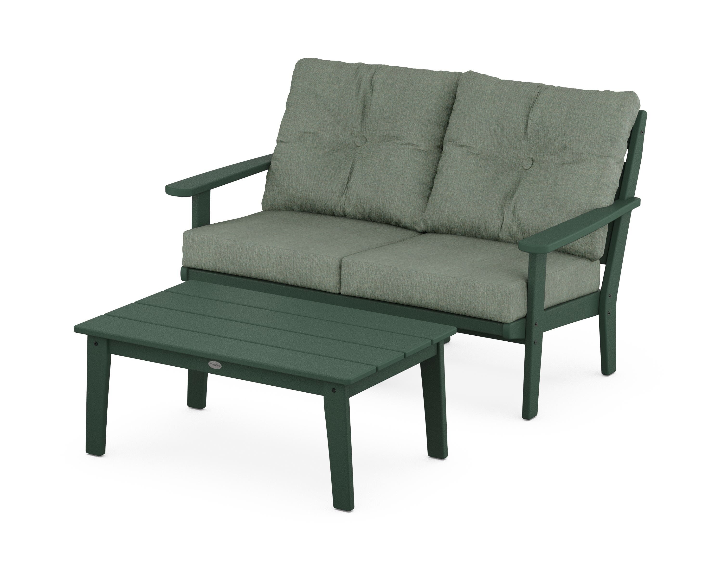 POLYWOOD® Lakeside 2-Piece Lounge Loveseat Set in Green / Cast Sage