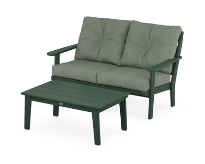 POLYWOOD® Lakeside 2-Piece Lounge Loveseat Set in Green / Cast Sage