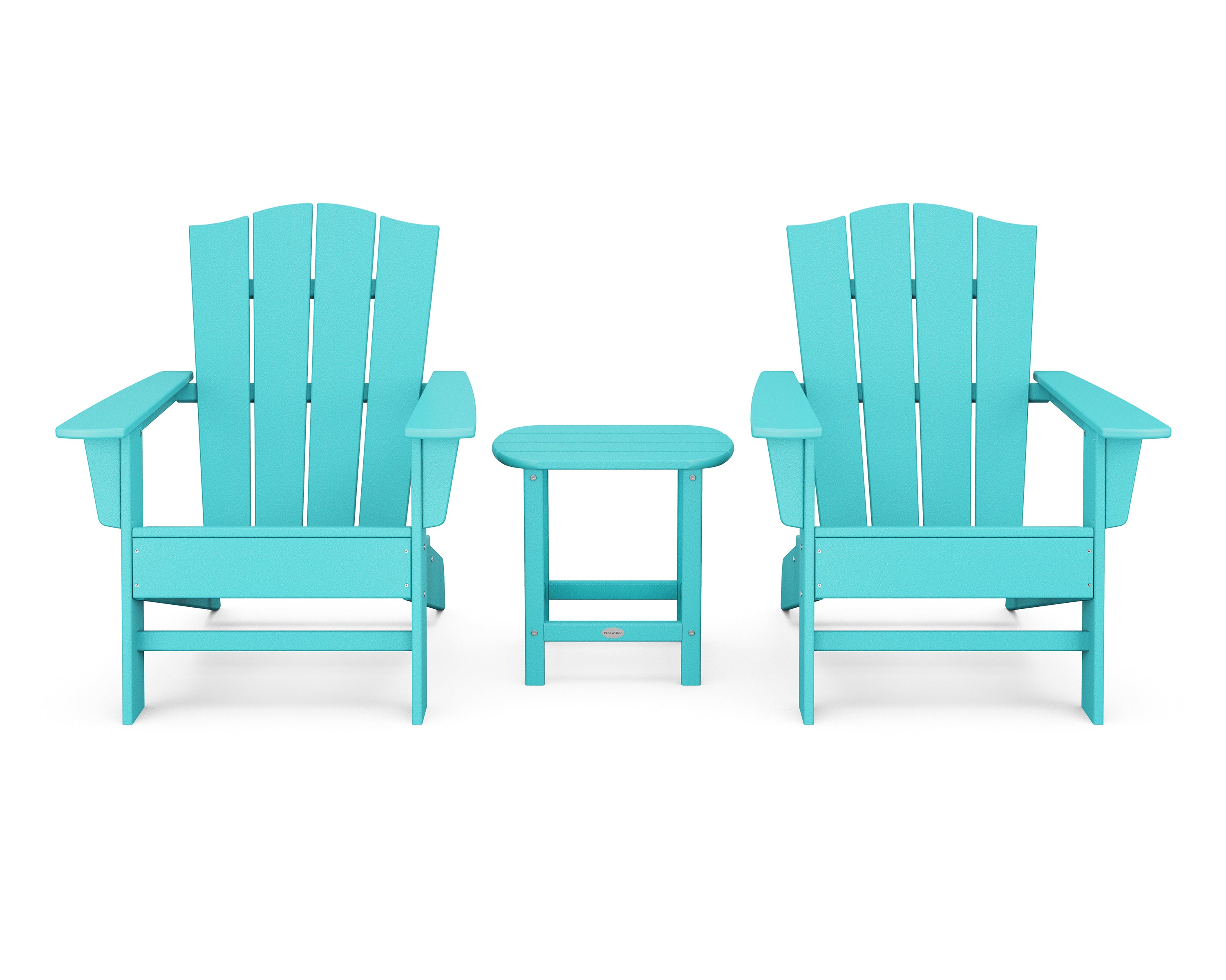 POLYWOOD® Wave 3-Piece Adirondack Chair Set with The Crest Chairs in Aruba