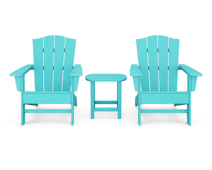POLYWOOD® Wave 3-Piece Adirondack Chair Set with The Crest Chairs in Aruba