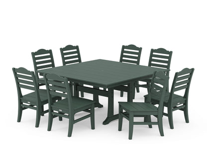POLYWOOD® Savannah Side Chair 9-Piece Square Farmhouse Dining Set with Trestle Legs in Green