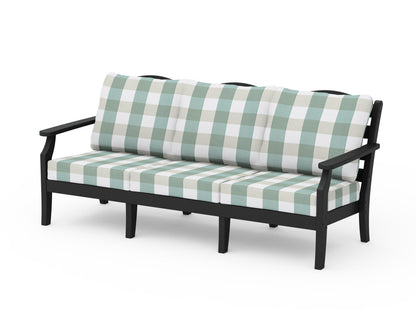 Draper James™ by  POLYWOOD® Savannah Deep Seating Sofa in Black / Buffalo Plaid Glacier Spa