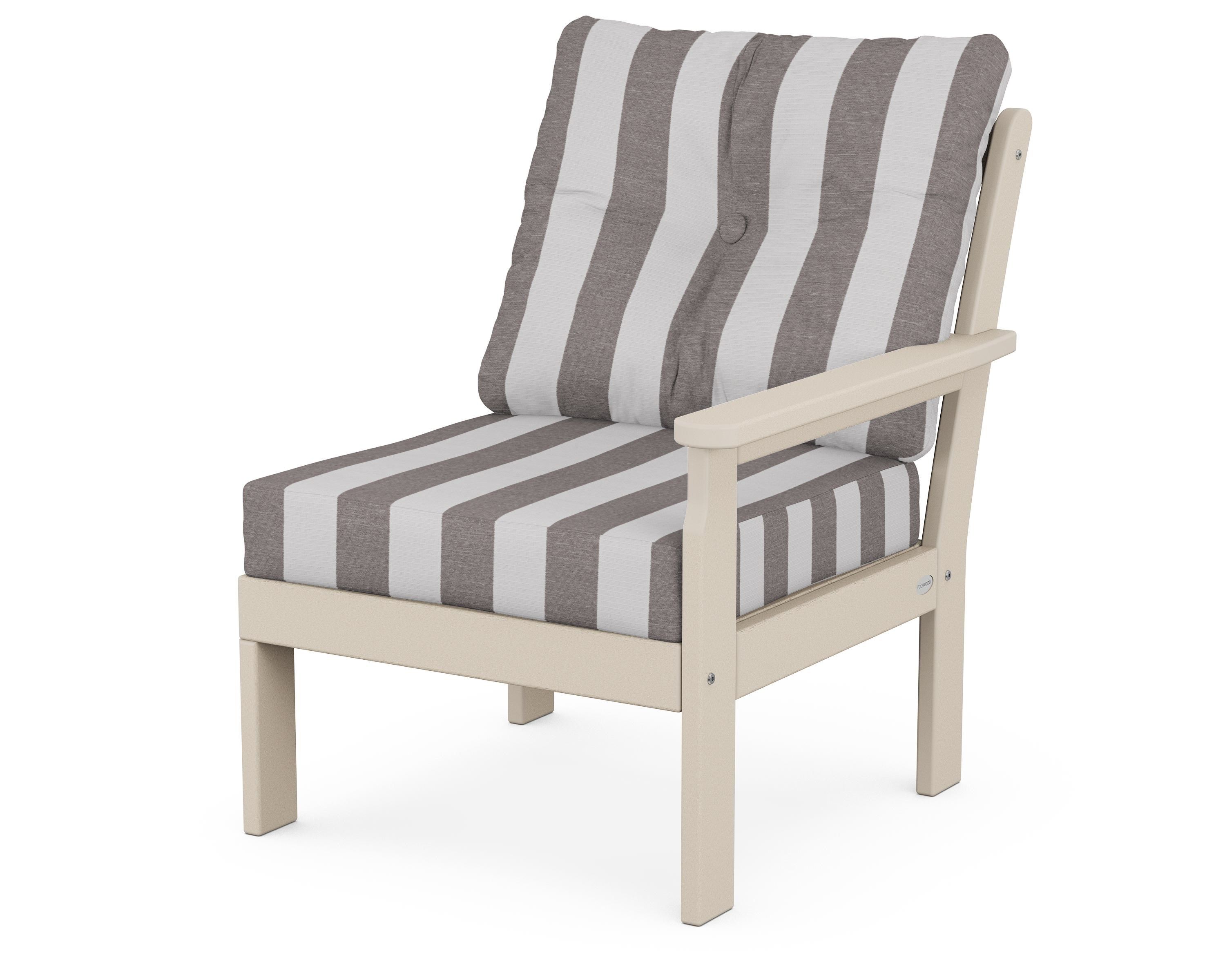 POLYWOOD® Vineyard Modular Right Arm Chair in Sand / Cabana Stripe Grey Mist