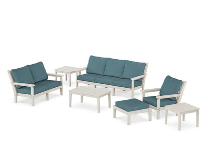 POLYWOOD® Chippendale 7-Piece Deep Seating Set in Sand / Ocean Teal