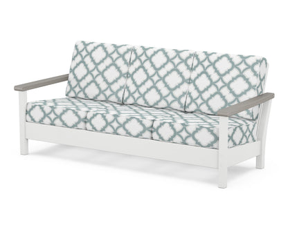 POLYWOOD® Harbour Deep Seating Sofa in White / Driftwood / Trellis Glacier Spa