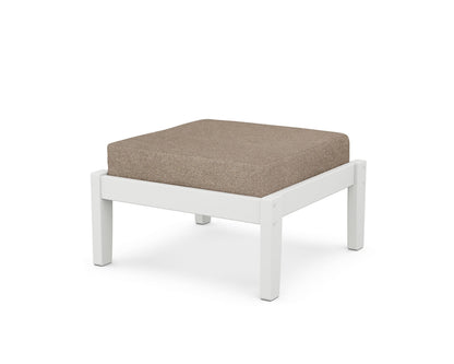 Unbranded Deep Seating Ottoman in White / Spiced Burlap