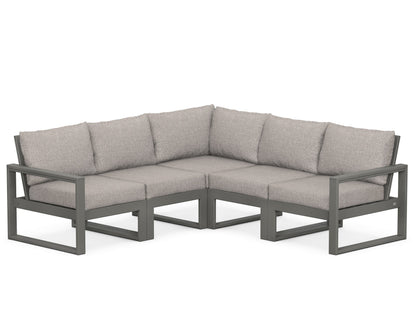 POLYWOOD® EDGE 5-Piece Modular Deep Seating Set in Slate Grey / Weathered Tweed