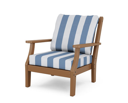 Country Living Wovendale Deep Seating Chair in Teak / Cabana Stripe Sky Blue