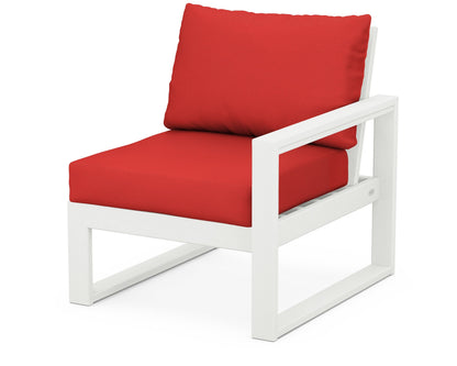 POLYWOOD® EDGE Modular Right Arm Chair in Vintage White / Crimson Linen