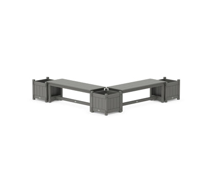 POLYWOOD® 48" Vineyard L- Shaped Planter Bench Corner Set in Slate Grey
