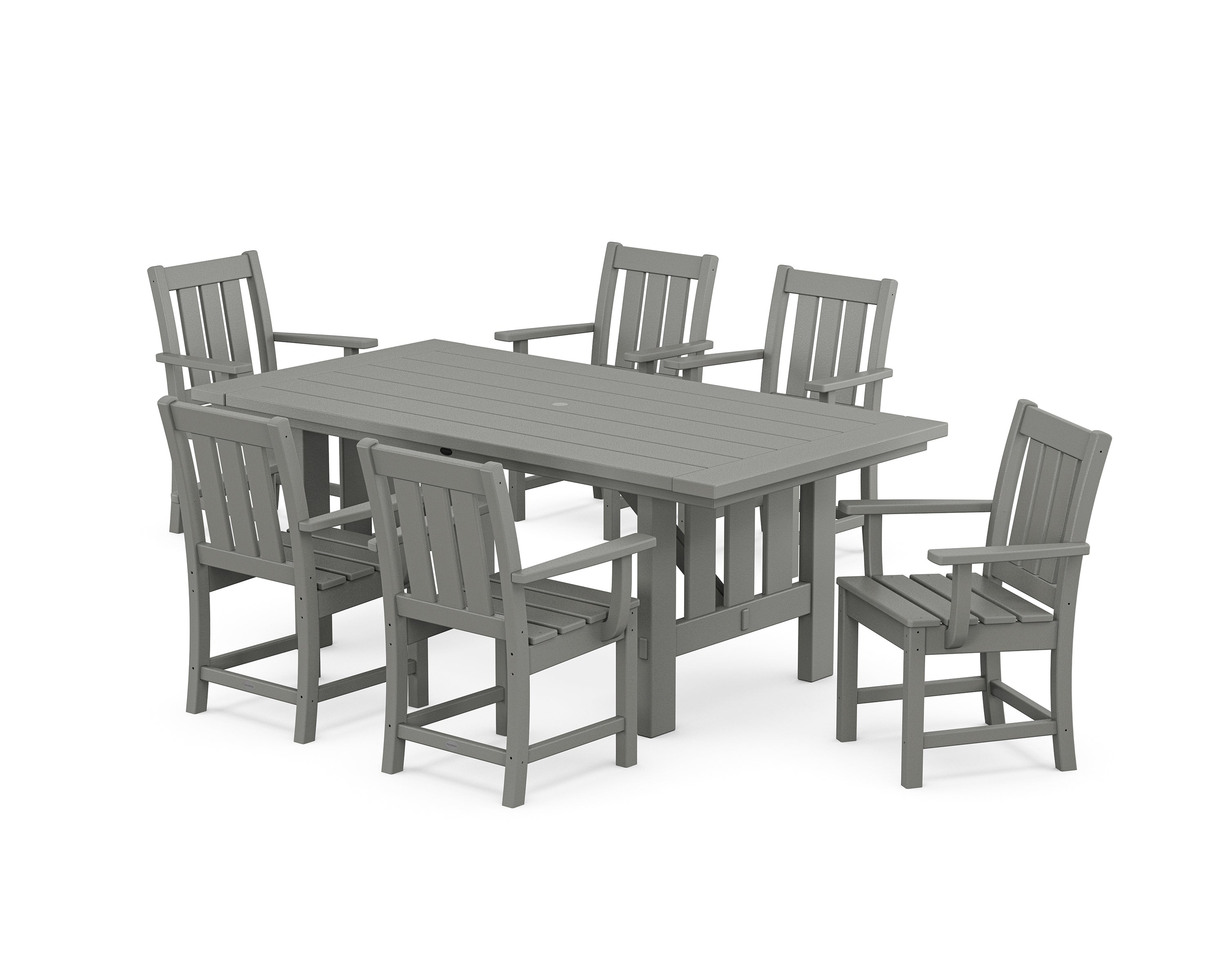 POLYWOOD® Oxford Arm Chair 7-Piece Mission Dining Set in Slate Grey