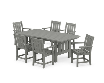 POLYWOOD® Oxford Arm Chair 7-Piece Mission Dining Set in Slate Grey
