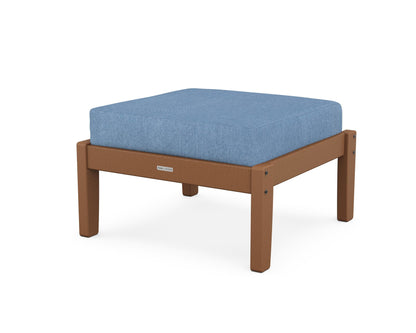 Martha Stewart by POLYWOOD® Chinoiserie Deep Seating Ottoman in Teak / Sky Blue