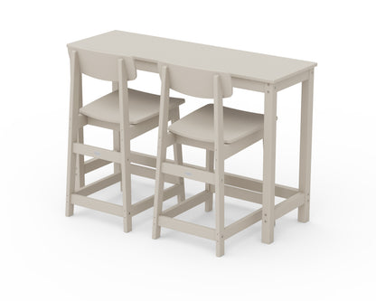 POLYWOOD® Modern Studio Urban Counter Chair 3-Piece Balcony Set in Sand