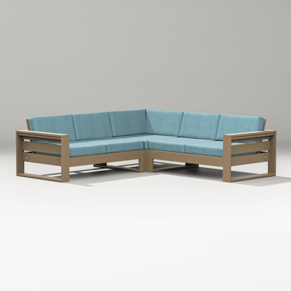 PW Designer Series Latitude Corner Sectional in Vintage Sahara / Lattice Sky Blue