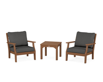 Martha Stewart by POLYWOOD® Chinoiserie 3-Piece Deep Seating Set in Teak / Spectrum Carbon