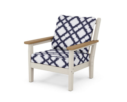 POLYWOOD® Chippendale Deep Seating Chair in Sand / Natural / Trellis Navy